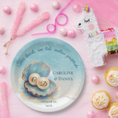 Strandbruiloft parels Shell Elegant Ocean Theme Papieren Bordje (Feest)