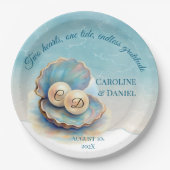 Strandbruiloft parels Shell Elegant Ocean Theme Papieren Bordje (Voorkant)