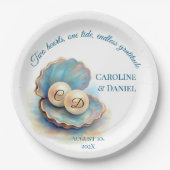 Strandbruiloft parels Shell Elegant Ocean Theme Papieren Bordje (Voorkant)