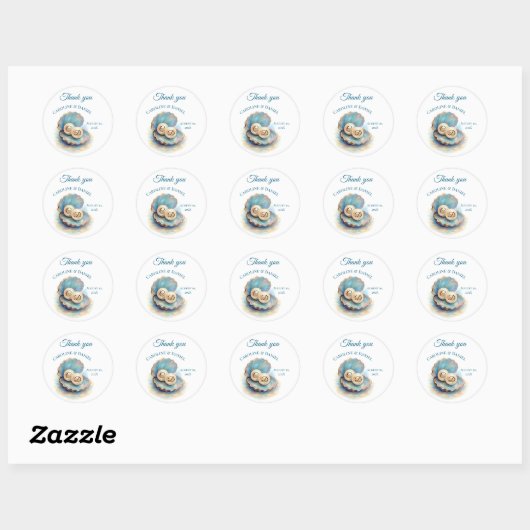 Strandbruiloft parels Shell Elegant Ocean Theme Ronde Sticker (Vel)