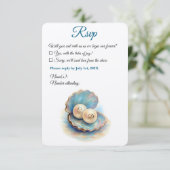 Strandbruiloft parels Shell Elegant Ocean Theme RSVP Kaartje (Staand voorkant)
