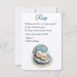 Strandbruiloft parels Shell Elegant Ocean Theme RSVP Kaartje