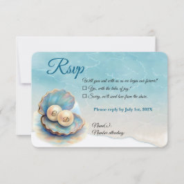 Strandbruiloft parels Shell Elegant Ocean Theme RSVP Kaartje