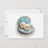 Strandbruiloft parels Shell Elegant Ocean Theme Save The Date (Achterkant)