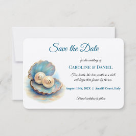 Strandbruiloft parels Shell Elegant Ocean Theme Save The Date