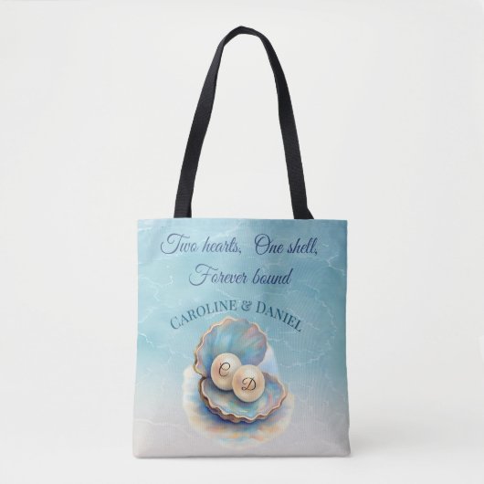 Strandbruiloft parels Shell Elegant Ocean Theme Tote Bag (Voorkant)