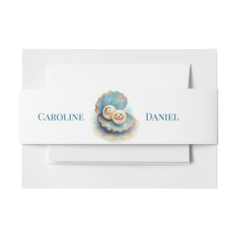 Strandbruiloft parels Shell Elegant Ocean Theme Uitnodigingen Wikkel