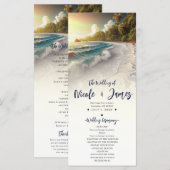 Strandbruiloft Programma Zonsondergang Paradijs Programmakaart (Voorkant / Achterkant)