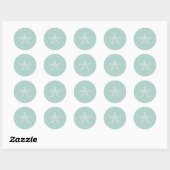 Strandbruiloft retouradres Blauwe Zeester Ronde Sticker (Vel)