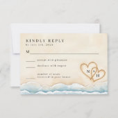 Strandbruiloft RSVP-kaart met Waterverf Oceaan RSVP Kaartje (Voorkant)