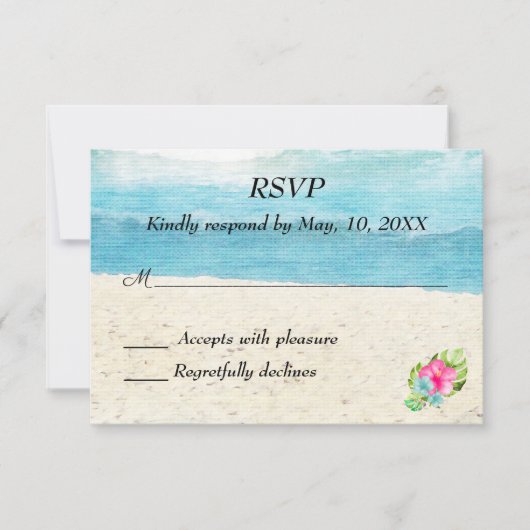 Strandbruiloft RSVP Kaartje (Voorkant)