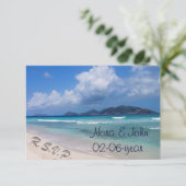 strandbruiloft RSVP standaard 3,5 x 5 Kaartje (Staand voorkant)