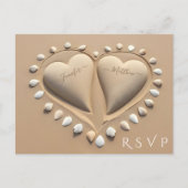 Strandbruiloft RSVP - Zandharten Briefkaart (Voorkant)