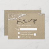 Strandbruiloft RSVP Zandtekst Reactie (Voorkant / Achterkant)