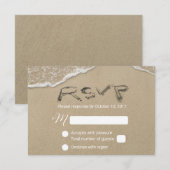 Strandbruiloft RSVP Zandtekst Reactie Kaartje (Voorkant / Achterkant)