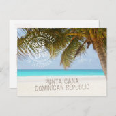 Strandbruiloft Sandy Palm Tree Save the Date Aankondigingskaart (Voorkant / Achterkant)