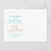 Strandbruiloft Sandy Palm Tree Save the Date Aankondigingskaart (Achterkant)