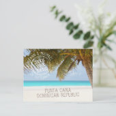 Strandbruiloft Sandy Palm Tree Save the Date Aankondigingskaart (Staand voorkant)