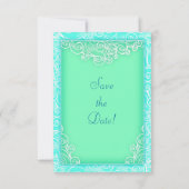 Strandbruiloft Save the Date Aqua en Green Waves (Achterkant)