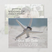Strandbruiloft Save the Date met foto Aankondigingskaart (Voorkant / Achterkant)