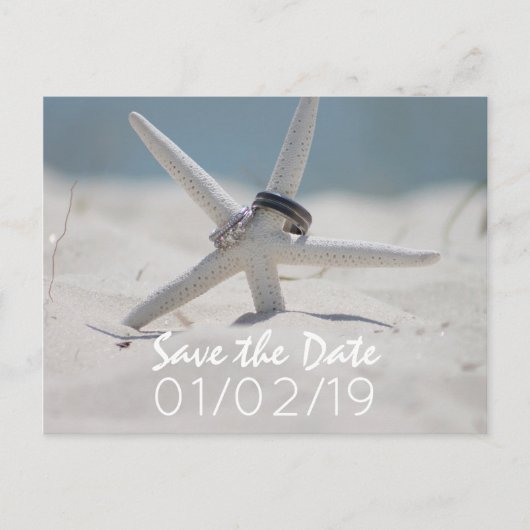 Strandbruiloft Save the Date met foto Aankondigingskaart (Voorkant)