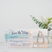 Strandbruiloft Save the Date Ticket (Staand voorkant)