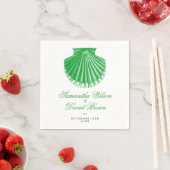 Strandbruiloft Scallop Shell Groen Servetten (Insitu)