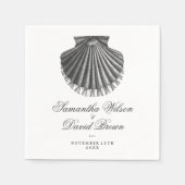 Strandbruiloft  Scallop Shell Houtskool Servet (Voorkant)