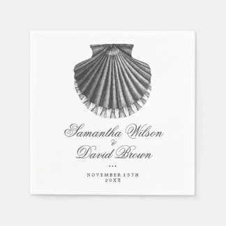 Strandbruiloft Scallop Shell Houtskool Servet