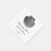 Strandbruiloft  Scallop Shell Houtskool Servet (Hoek)