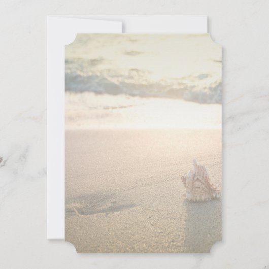 Strandbruiloft, schelpen slingerlichten receptie kaart (Achterkant)