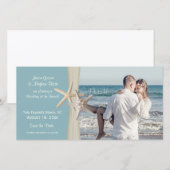 Strandbruiloft Starfish Blue Save the Date Foto (Voorkant / Achterkant)