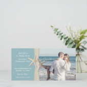 Strandbruiloft Starfish Blue Save the Date Foto (Staand voorkant)