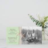 Strandbruiloft Starfish Green Save the Date Foto (Staand voorkant)