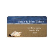 strandbruiloft, terugzendadres label