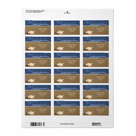 strandbruiloft, terugzendadres label (Full Sheet)