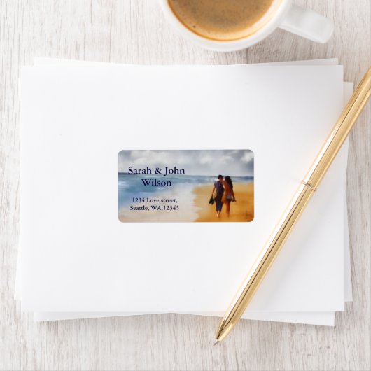 strandbruiloft, terugzendadres label (Insitu)