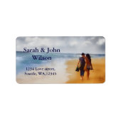 strandbruiloft, terugzendadres label (Voorkant)