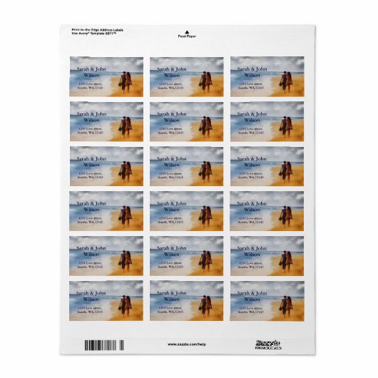 strandbruiloft, terugzendadres label (Full Sheet)