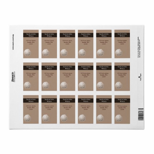 strandbruiloft, terugzendadres label (Full Sheet)