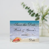 Strandbruiloft thema Save the Date Briefkaarten (Staand voorkant)