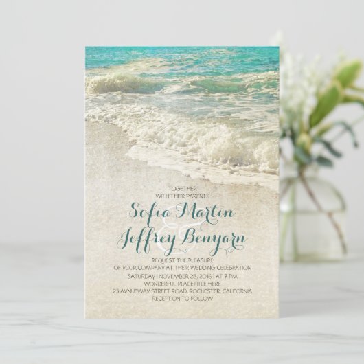 strandbruiloft uitnodigingen (Staand voorkant)