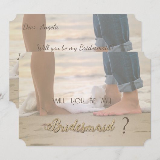 Strandbruiloft, voeten bruidsmeisje kaart (Voorkant / Achterkant)