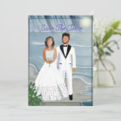 Strandbruiloft weg save the date (Staand voorkant)