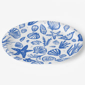 Strandbruiloft zeeschelpen Blauw Wit Lief Kust- Papieren Bordje (Gekanteld)