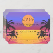 Strandbruiloft Zonsondergang RSVP Kaart (Voorkant / Achterkant)