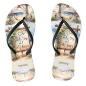 Strandbruiloft Zoute tenen Sandy Kusjes Personalis Teenslippers (Voetbed)