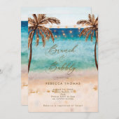 strandbrunch en bubbly bridal doucheuitnodiging kaart (Voorkant / Achterkant)