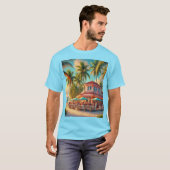 Strandcafé Aruba Tropisch Blauw T-shirt (Voorkant volledig)