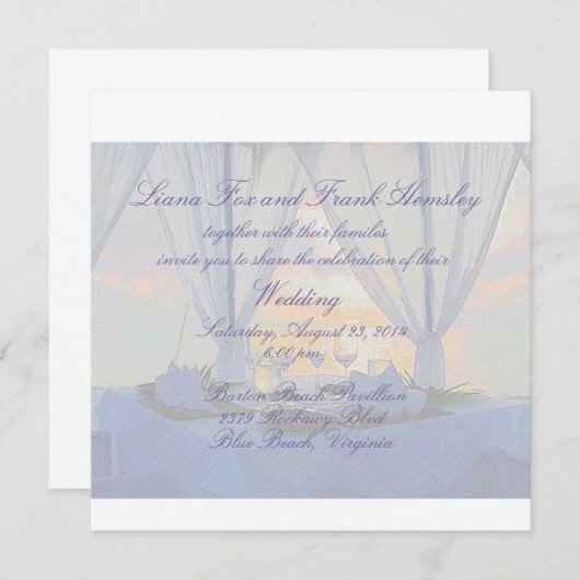 strandchampagne bruiloft-uitnodiging kaart (Voorkant / Achterkant)